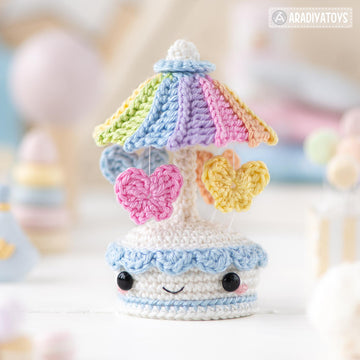 Amigurumi Crochet Pattern for kawaii music box carousel butterfly by AradiyaToys gift tutorial PDF file easy amigurumi pattern DIY project by AradiyaToys (Olka Novytska)