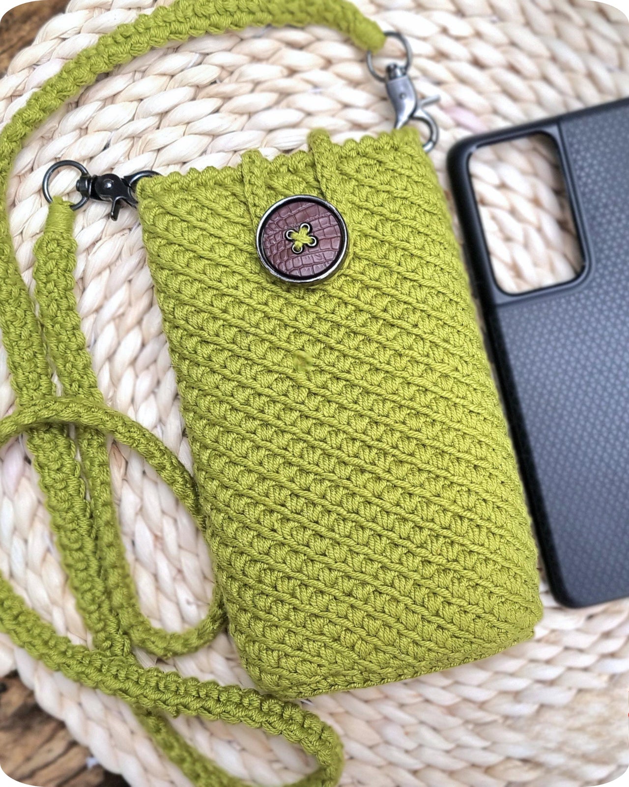 Mobile phone crossbody shoulder bag crochet pattern T13