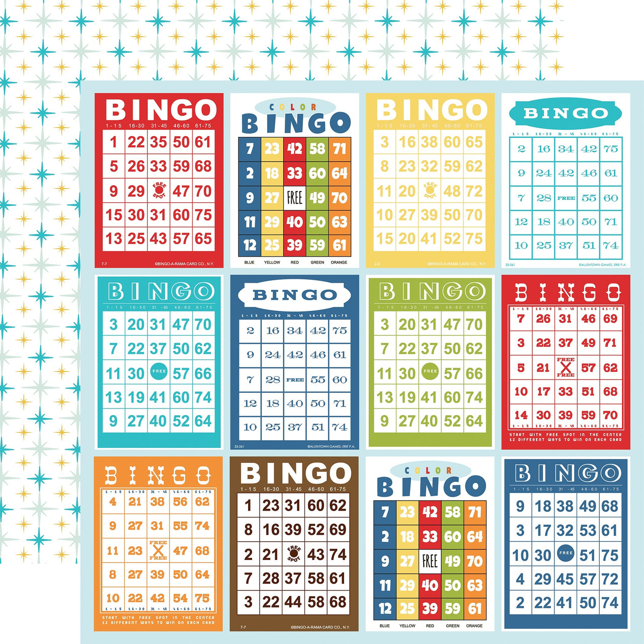 Echo Park Paper Family Night Double-Sided Cardstock 12"X12" 25/Pkg - Bingo Cards