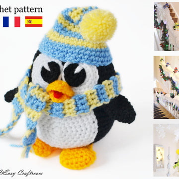 Crochet Christmas Penguin Pattern – Bannister & Staircase Decoration, Festive Home Decor (PDF)