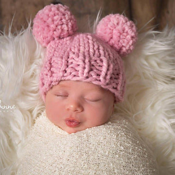 Little Ears Hat Two Pompom Hat Chunky Toque Winter Double