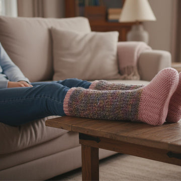 Crochet Womens Knee High Slippers