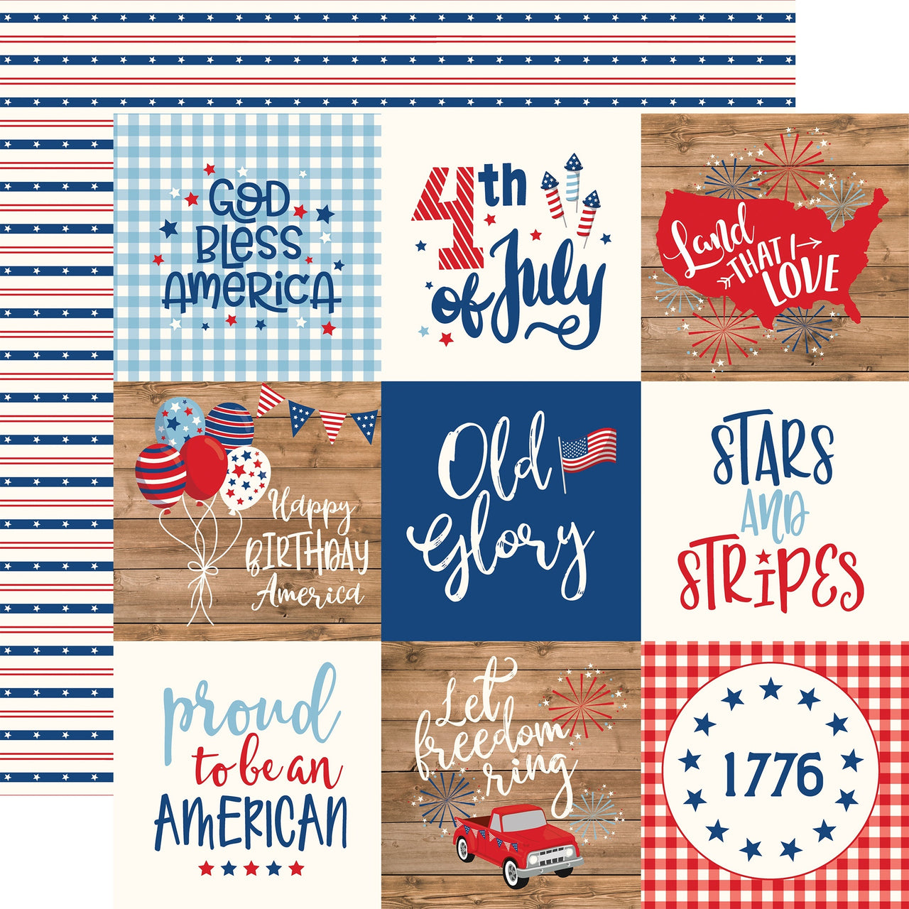 Echo Park Paper America Double-Sided Cardstock 12"X12" 25/Pkg - 4"X4" Journaling Cards