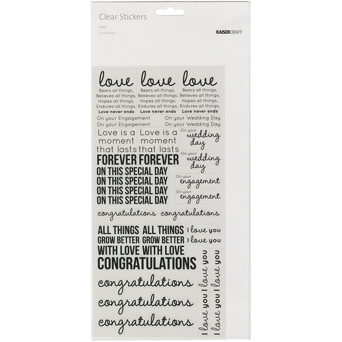 Kaisercraft Clear Stickers 5.75"X12" - Love