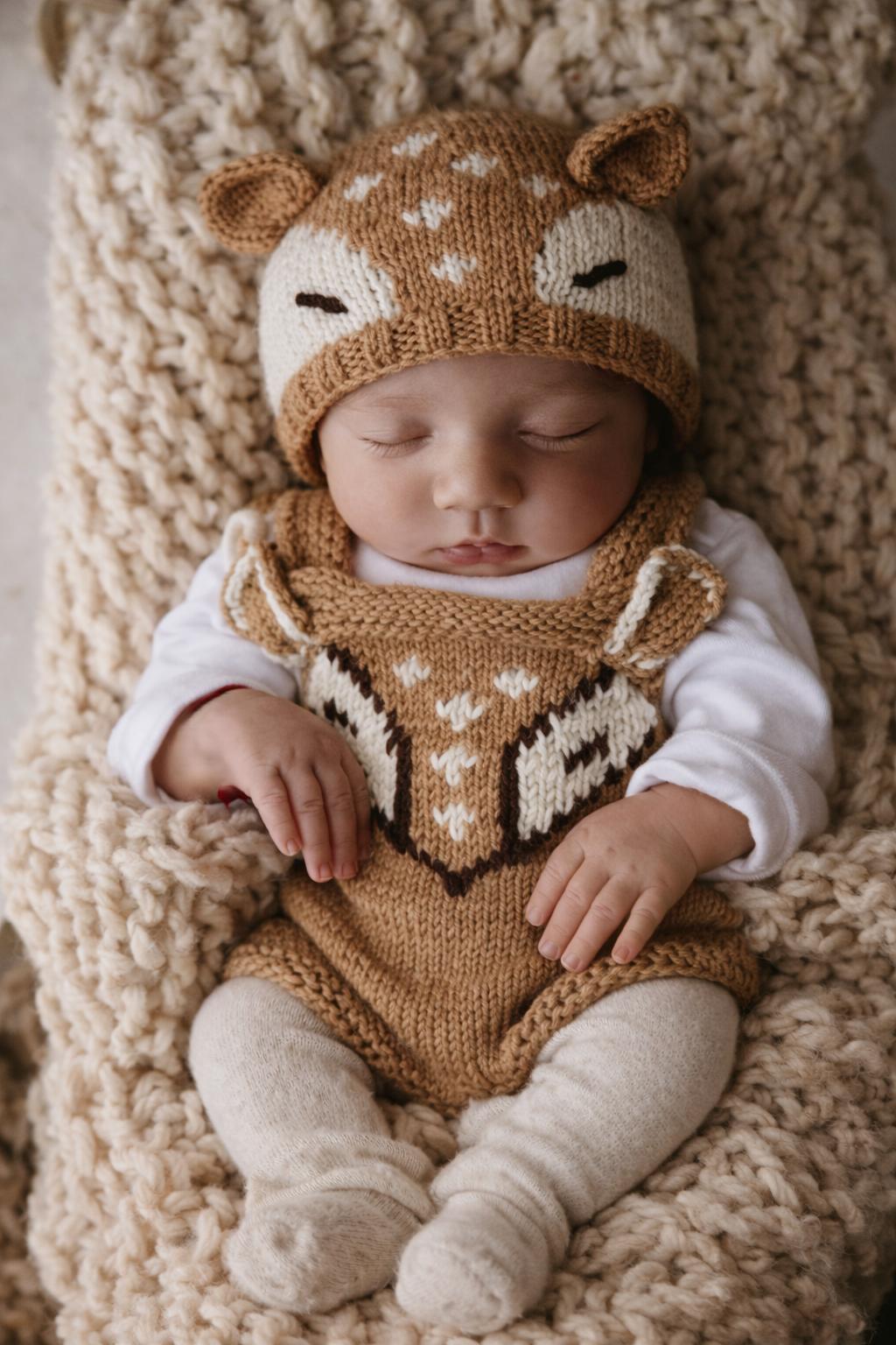 Baby Deer Knit Romper, 0-6 months