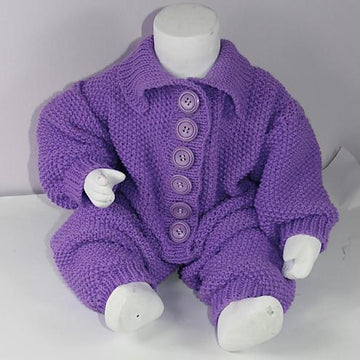Baby Aran Button Up Moss Stitch Collar Onesie