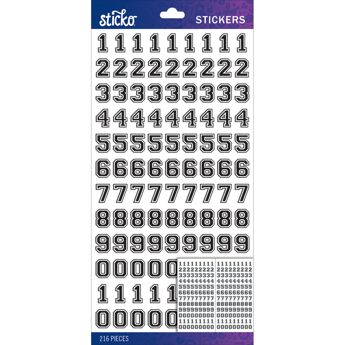 Sticko Numbers Stickers - Black Varsity Numbers Small