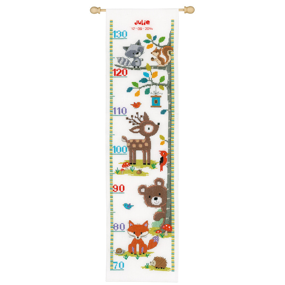 Vervaco Forest Animals II Height Chart Cross Stitch Kit - 18cm x 70cm