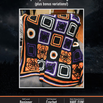 Halloween Granny Square Crochet Afghan Pattern – Spooky Cute, Video Tutorials (Pattern Only)