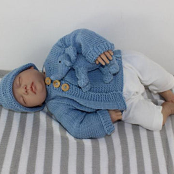 New Baby Matinee Coat,Bobble Beanie & Elephant
