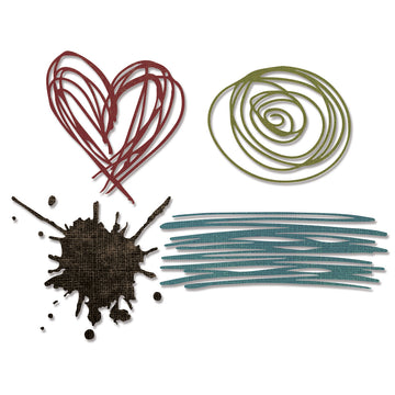 Sizzix Thinlits Dies By Tim Holtz 4/Pkg - Scribbles & Splat