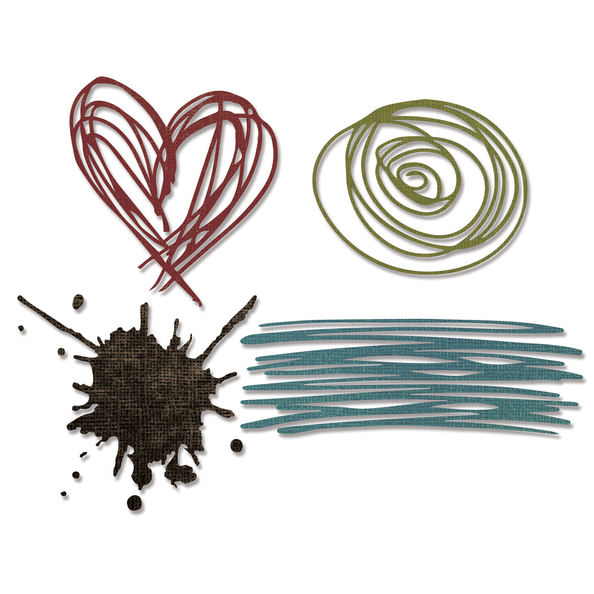 Sizzix Thinlits Dies By Tim Holtz 4/Pkg - Scribbles & Splat