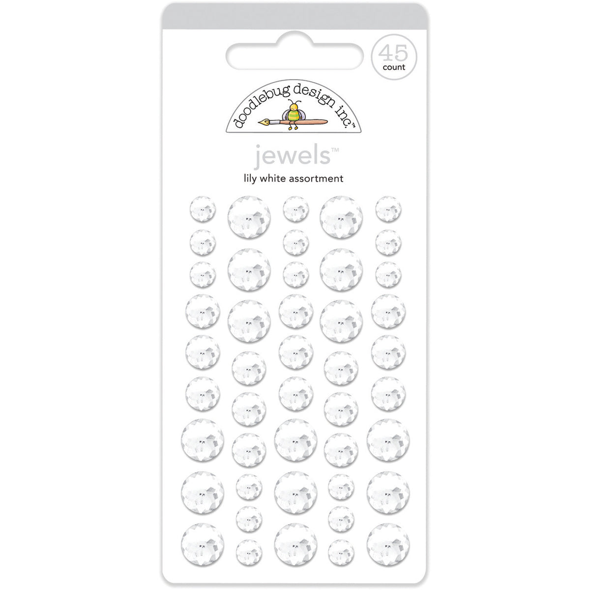 Doodlebug Adhesive Jewels 6mm, 8mm & 10mm 45/Pkg - Lily White