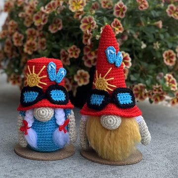 Summer Beach Gnome with fluffy beard/hair