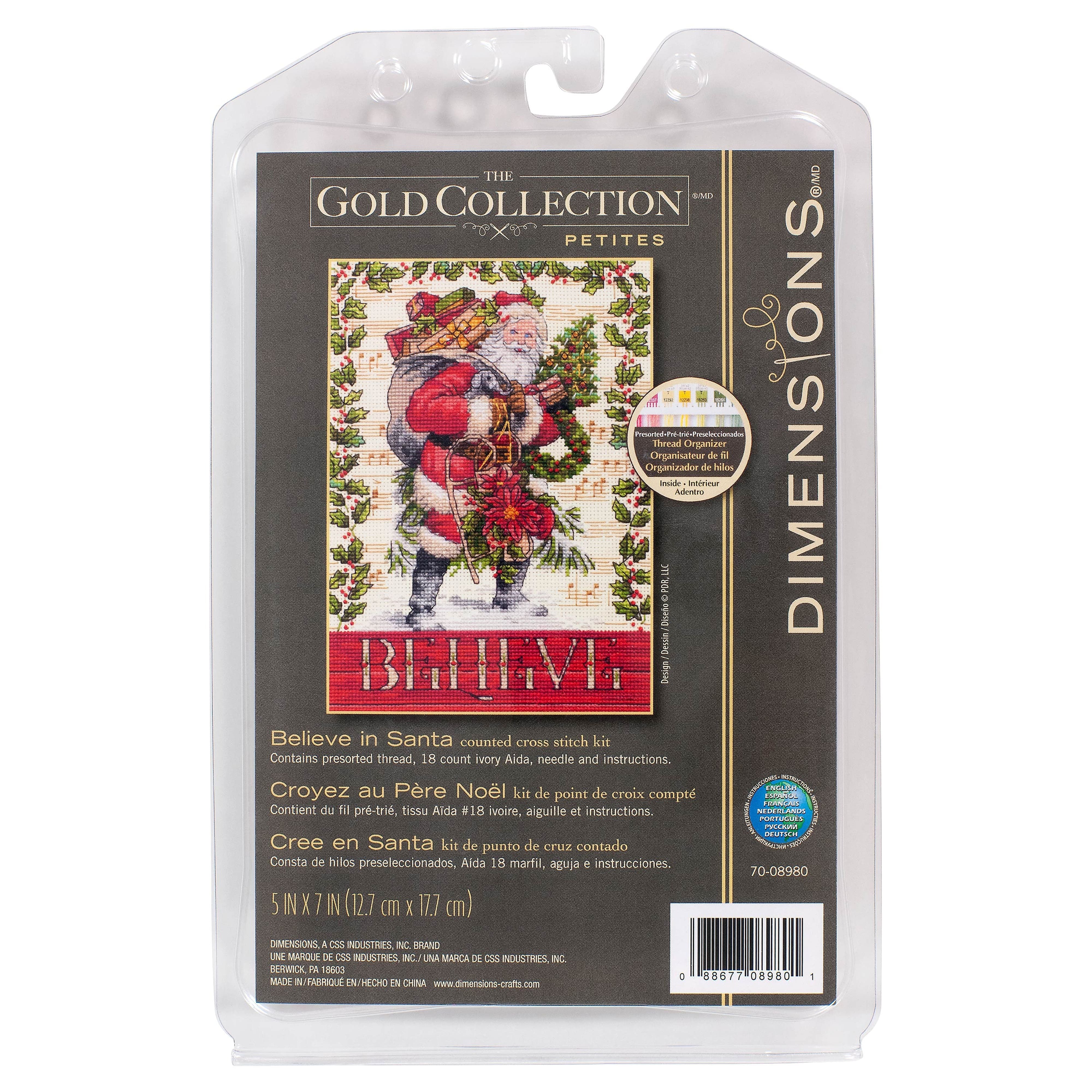 Dimensions Counted Cross Stitch Kit: Believe in Santa - 13 x 18cm (5 x 7in)