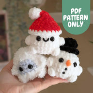 Crochet Snowball Buddies PDF Pattern 3in1 Bundle Snowman, Yeti, Snowball Christmas