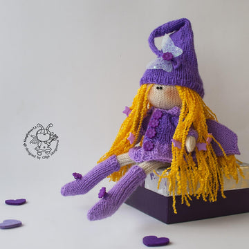 Lilac fairy dreams doll knitted flat