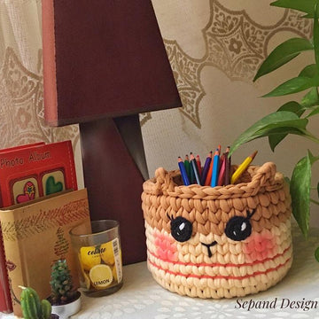 Recycled (t-shirt) yarn basket- Cat-101