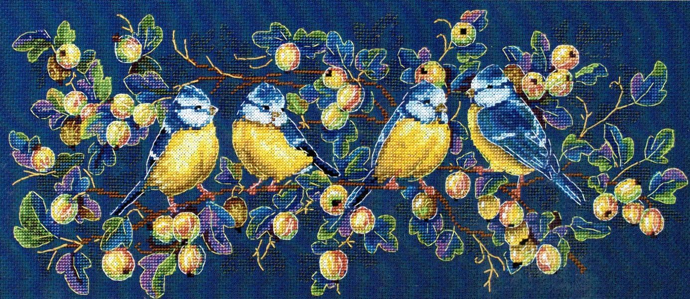 Merejka Blue Tits Cross Stitch Kit - MER-K093