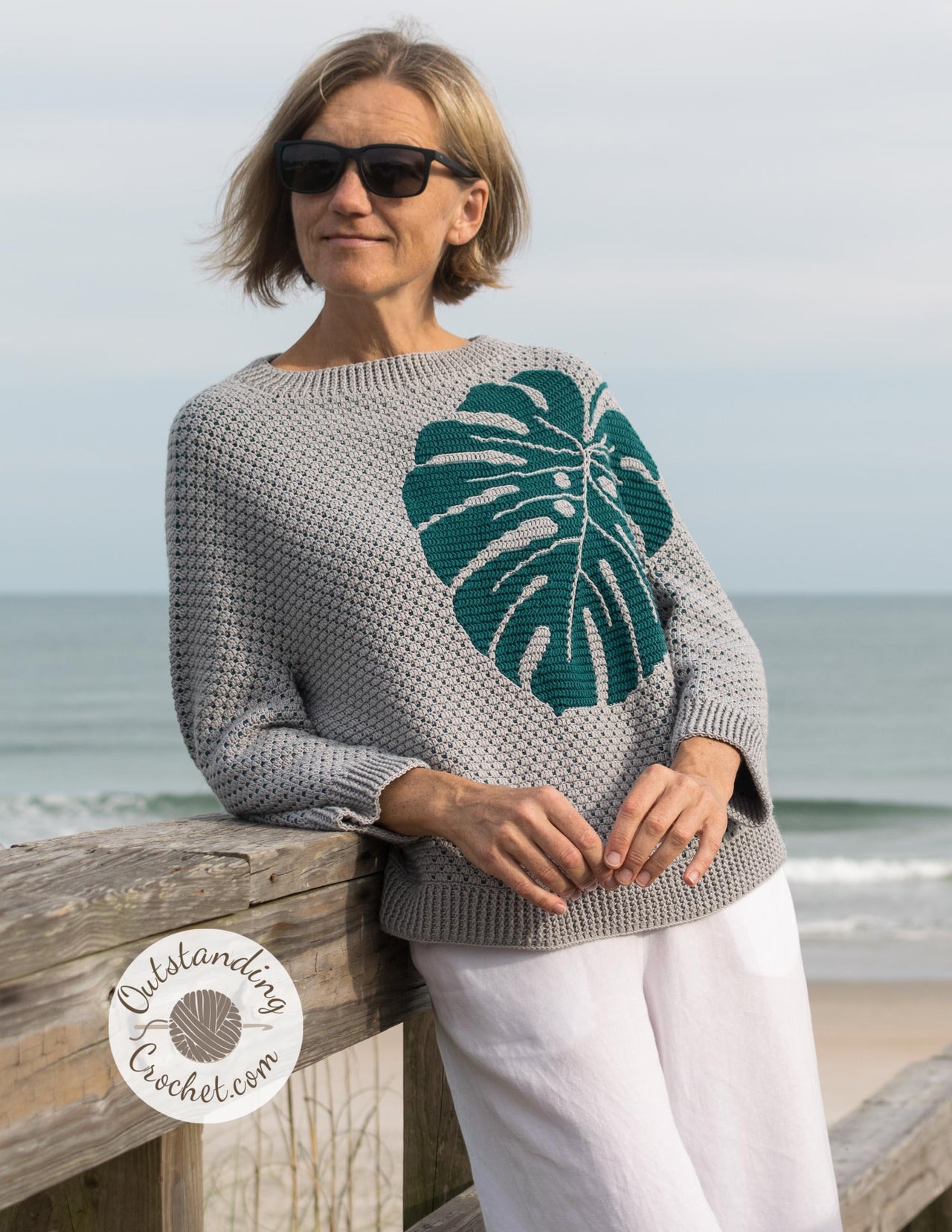 Monstera Mosaic Sweater