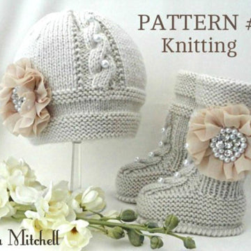 Knitted Baby Hat and Knitted Baby Booties