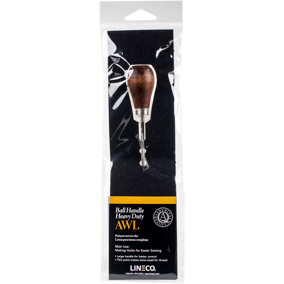 Lineco Awl Heavy Duty - Large Point W/Wooden Ball Handle