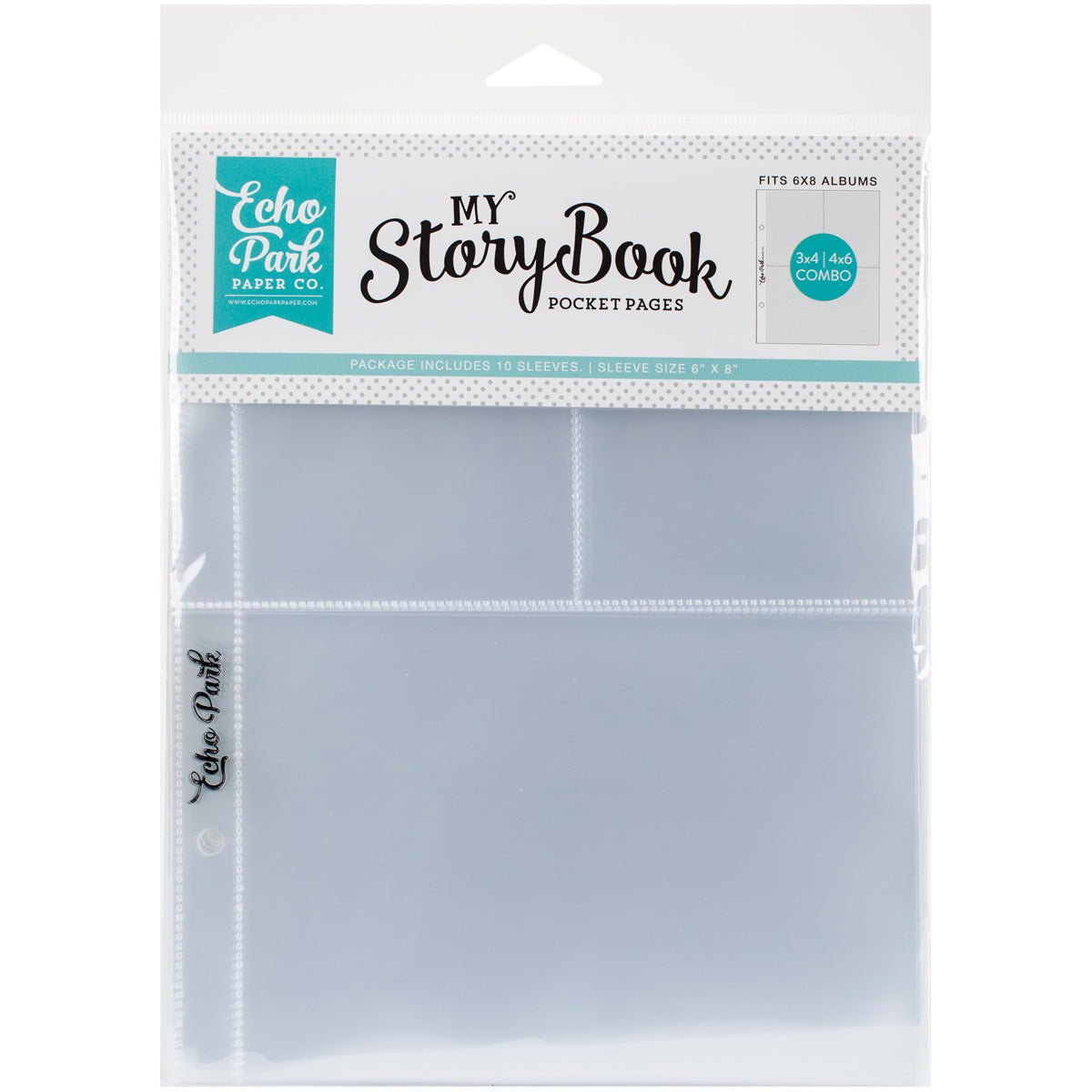 Echo Park Paper My Story Book Album Pocket Pages 6"X8" 10/Pkg - (1) 4"X6" & (2) 3"X4" Openings