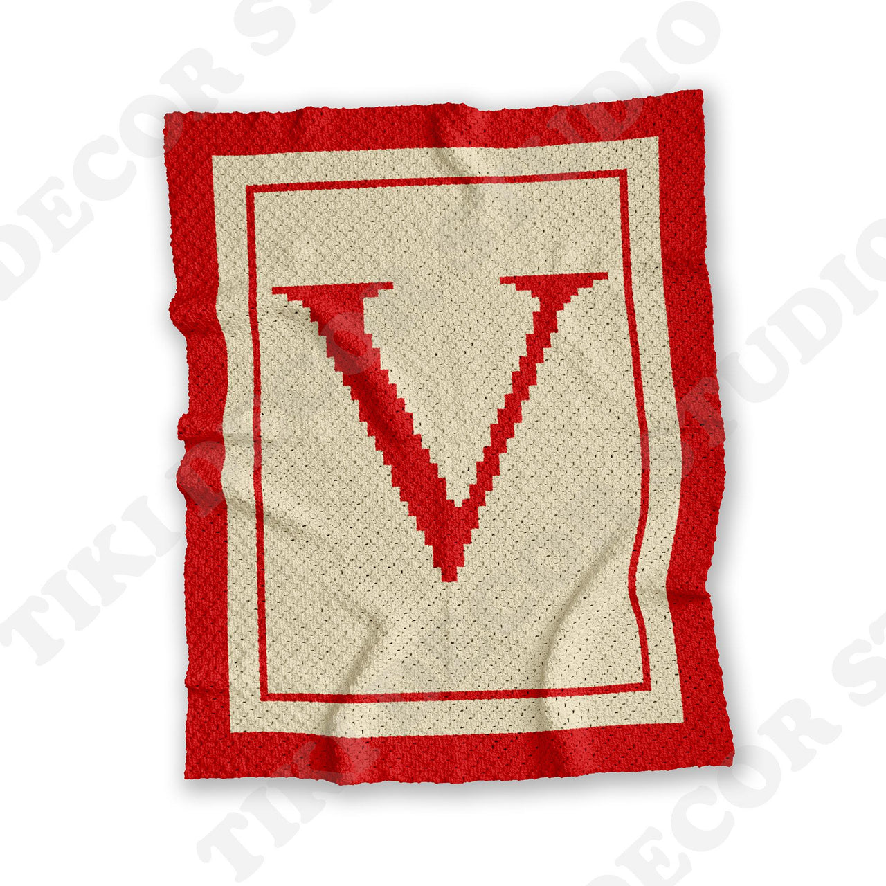 Name Letter-V Baby Blanket C2C CROCHET PATTERN