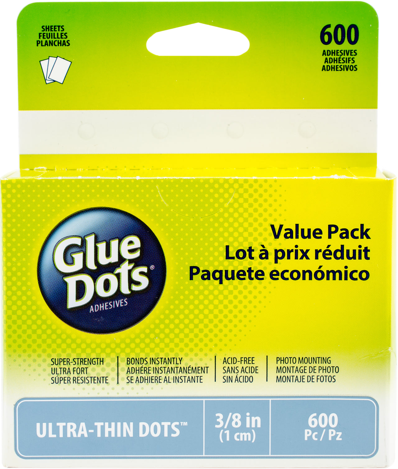 Glue Dots .5" Ultra-Thin Dot Sheets Value Pack - 600 Clear Dots