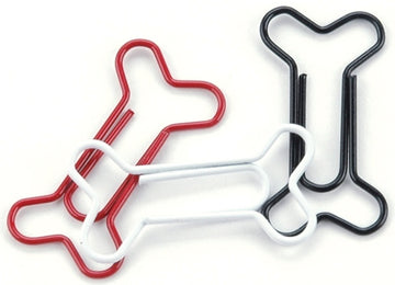 ODDITIES Painted Metal Dog Bone Paper Clips Red, White & Black