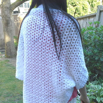 Cluster V-Stitch Lacy Crochet Shrug