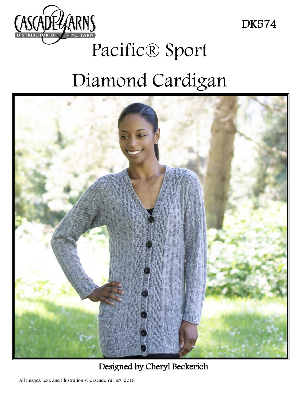 Pacific Sport Diamond Cardigan in Cascade Yarns - DK574  - Downloadable PDF