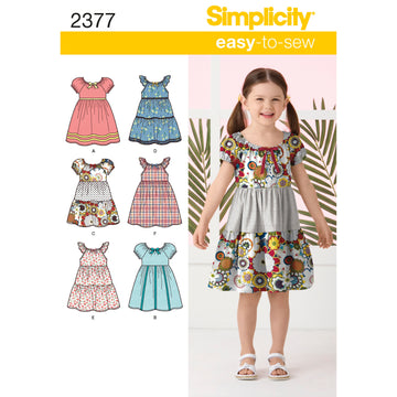 Simplicity Child's Dresses 2377 - Paper Pattern, Size A (3-4-5-6-7-8)