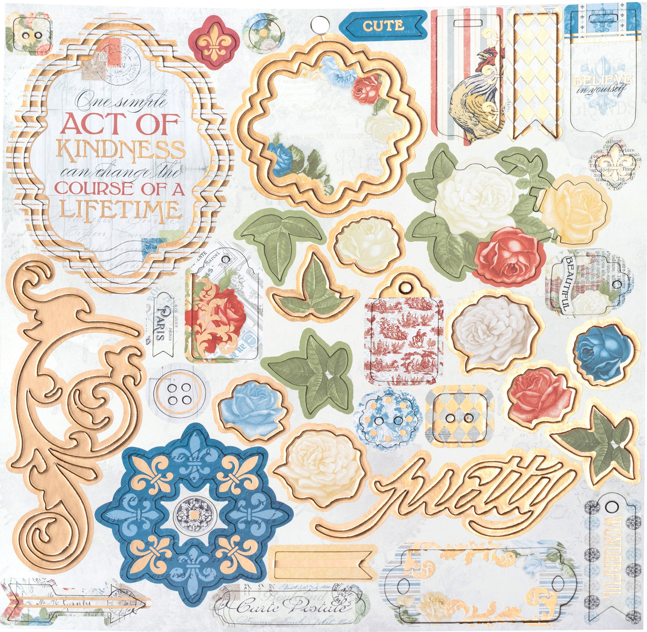 American Crafts Boulevard Chipboard Stickers 12"X12" - W/Silver Foil Accents