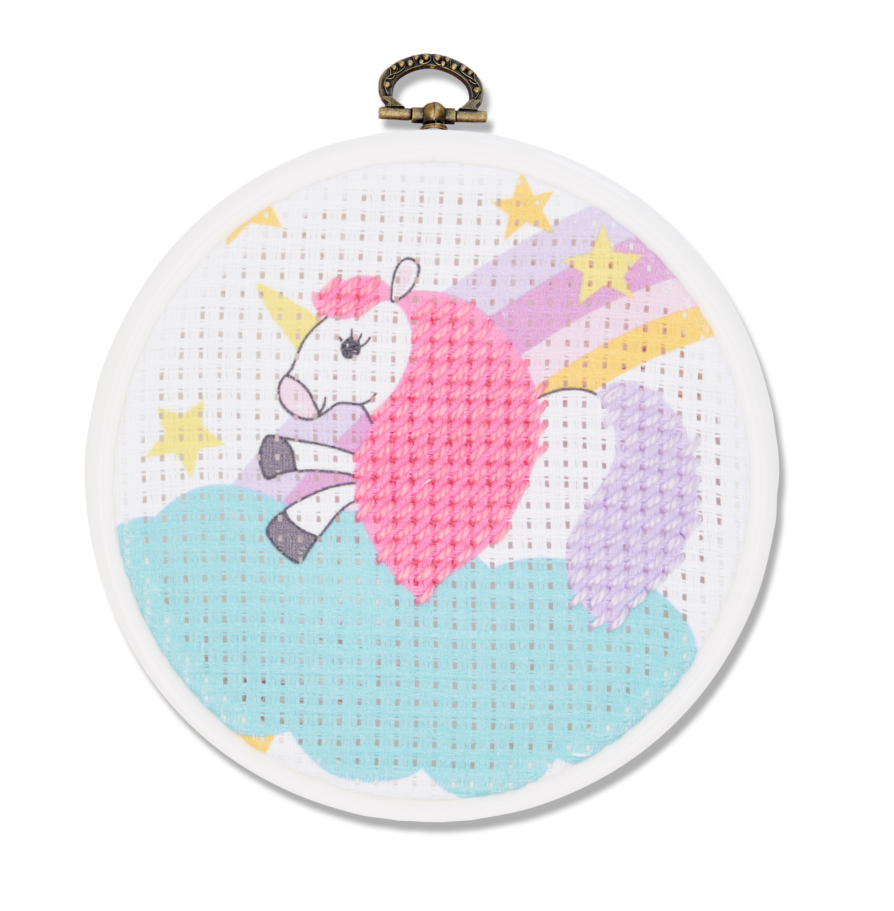 DMC The Unicorn Cross Stitch Kit (with 5in plastic hoop) - 5in