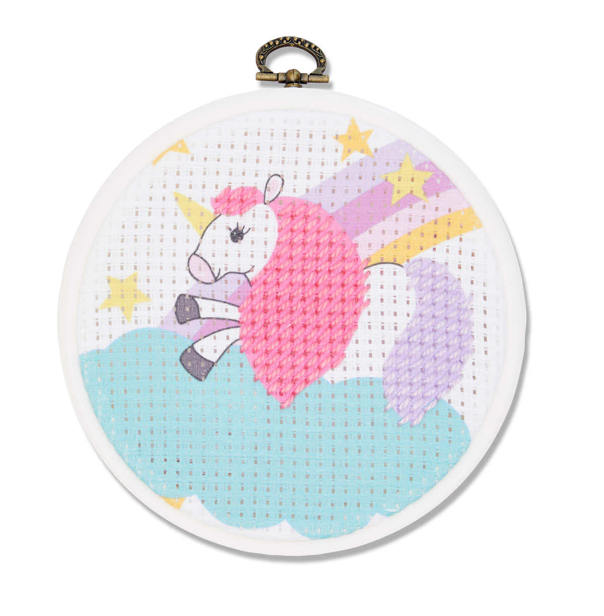 DMC The Unicorn Cross Stitch Kit (with 5in plastic hoop) - 5in