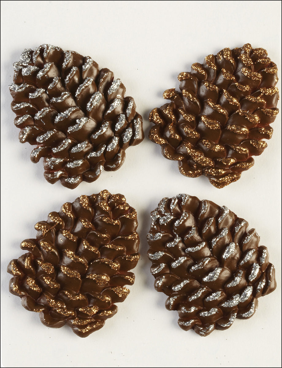 Jolee's Boutique Dimensional Stickers - Glittered Edge Pinecones