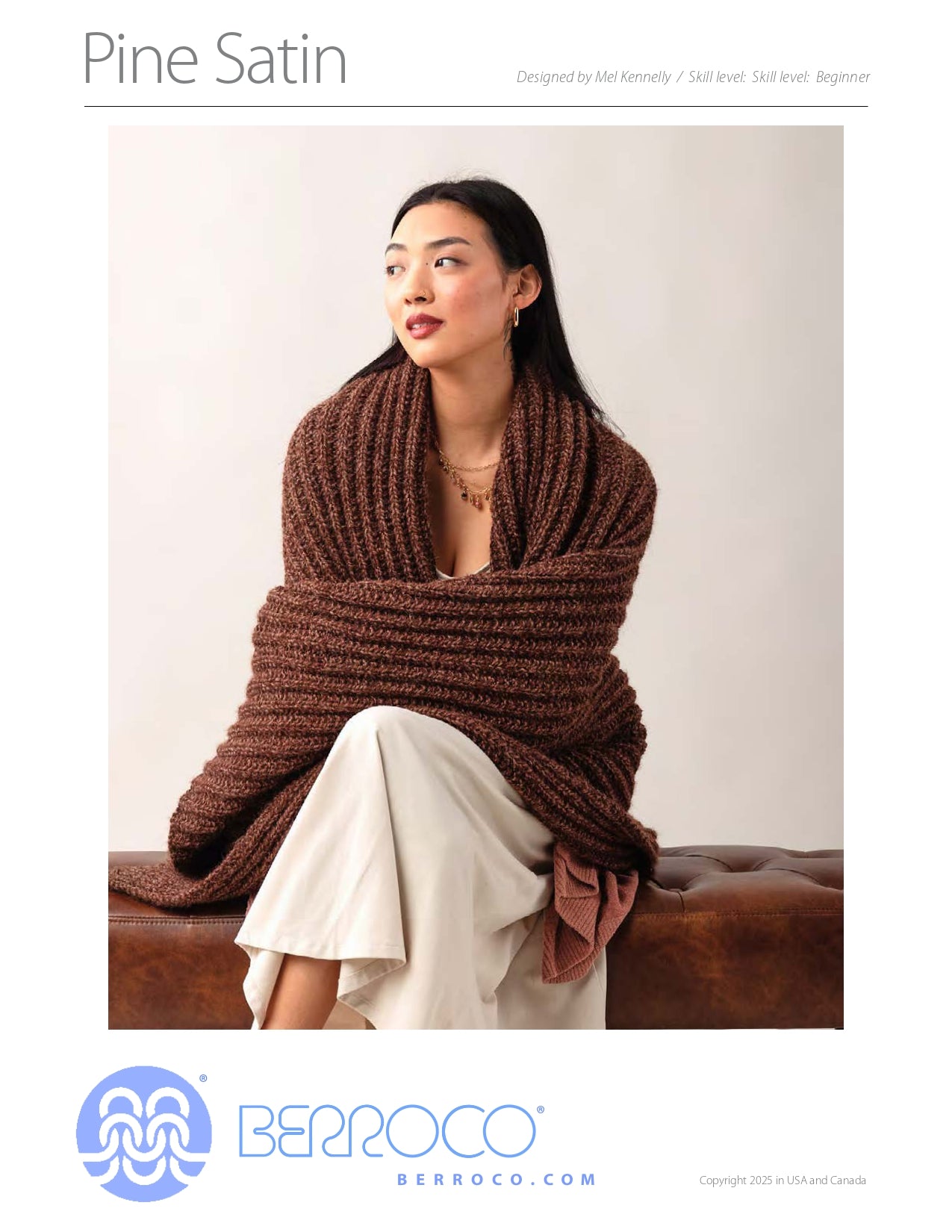 Pine Satin Shawl in Berroco Ultra Alpaca Chunky Natural - Downloadable PDF