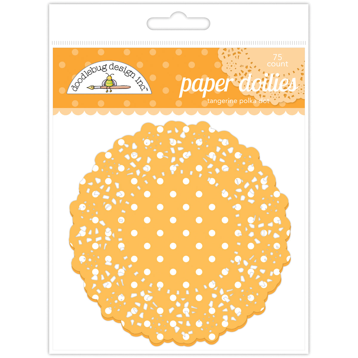 Doodlebug Doilies 4.5" 75/Pkg - Tangerine Polka Dot