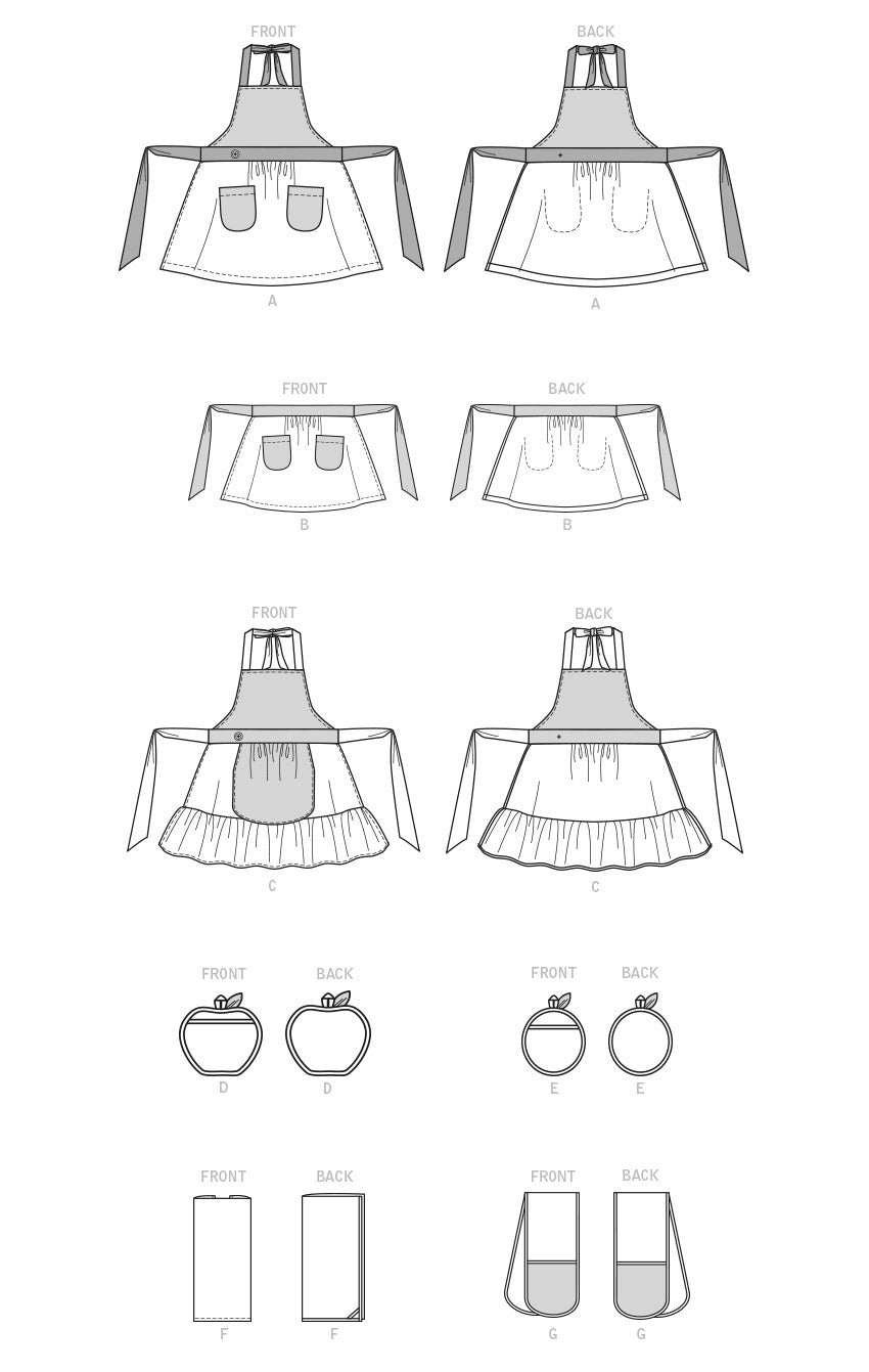 McCall's Children's and Misses' Aprons, Potholders and Tea Towel M8234 - Paper Pattern, Size 3 - 8 / XS-XL