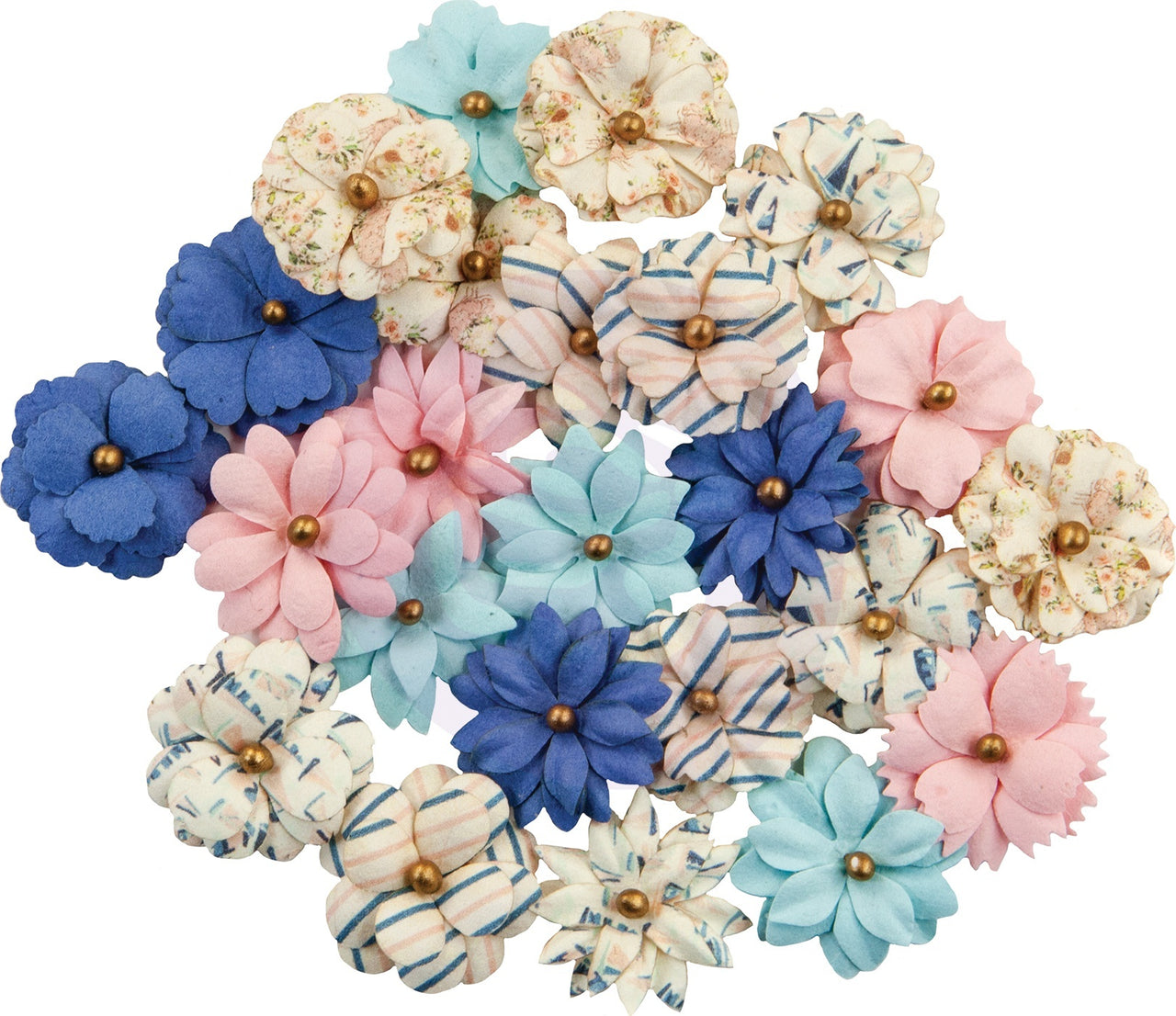 Prima Marketing Mulberry Paper Flowers - Moon Bay/Golden Coast, 24/Pkg