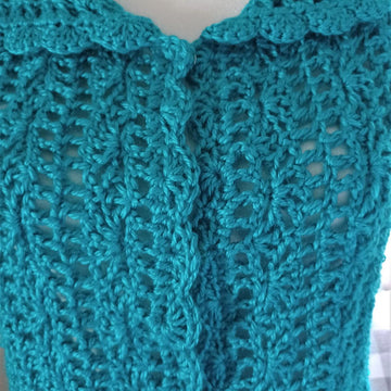 Turquoise Vintage Crochet Lace Blouse