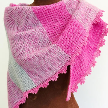 Pink and Grey Striped Shawl
