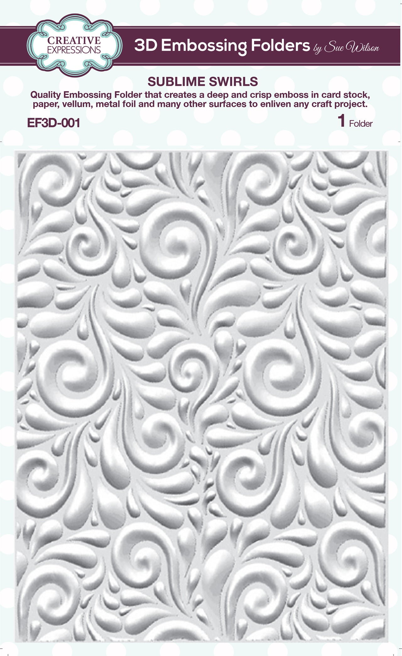Creative Expressions 3D Embossing Folder 5.75"X7.5" - Sublime Swirls
