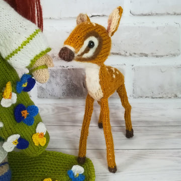 Toy Knitting Patterns -Knit Deer baby soft toy from yarn, knitting gift