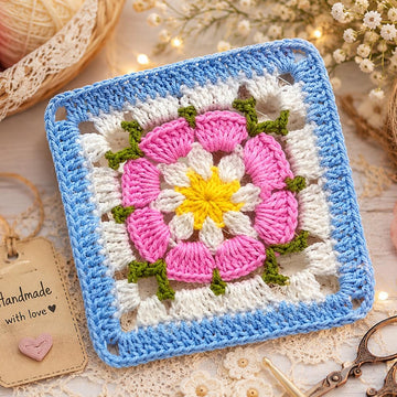 Crochet Square Motif PDF Pattern + Video Tutorial | Granny Square Blanket Block