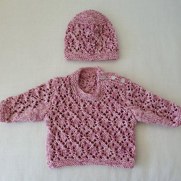 Jewel - Babies diamond lace sweater and beanie