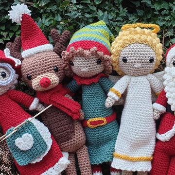 Christmas crochet amigurumi dolls angel elf rudolph santa claus grandma