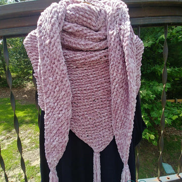 Easy Beginner Knit Shawl - Soft as Velvet