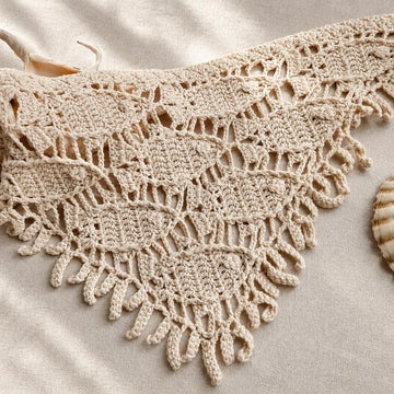 Fish motif bandana headscarf kerchief crochet pattern H6